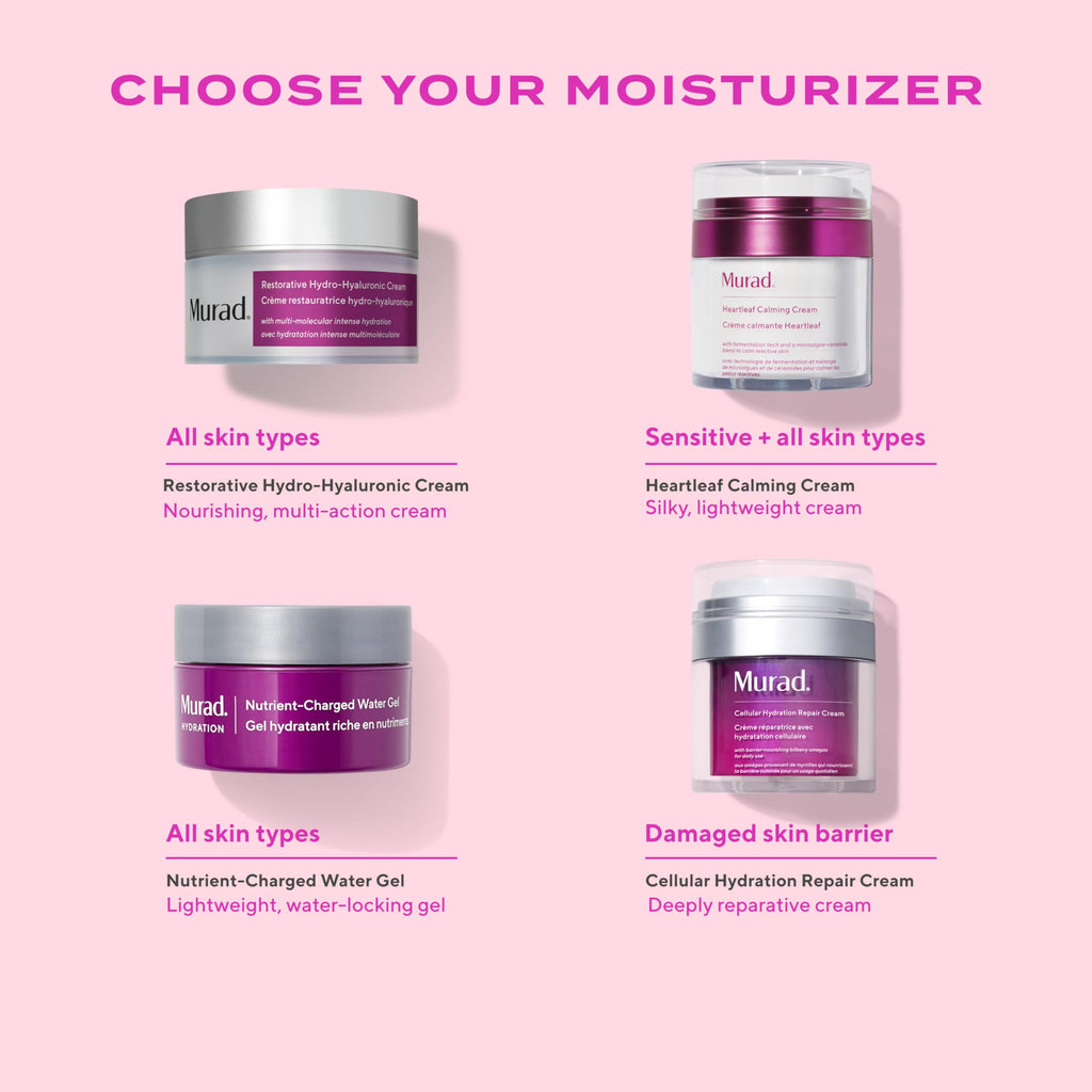 Murad Nutrient-Charged Water Gel – Hydrating Face Moisturizer with Peptides, Vitamins & Minerals for Dry Skin, Long-Lasting Moisture, Plump Skin, Oil-Free, Lightweight, Barrier Repair - 1.7Fl Oz
