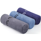 Wuwahold Microfiber Gym Towels Bigger Size Super Soft for Exercise Fitness, Sports, Workout, 380-GSM 15-Inch x 31-Inch Quick-Drying Towels (3 Pack, Grey+Blue+Navy Blue)