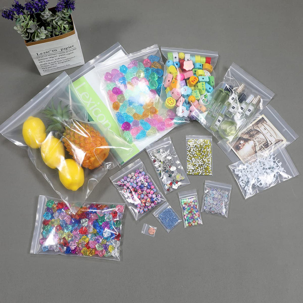 Somoga 50 PCS 10" x 13" Clear Thick 5 Mil Zip Poly Lock Plastic Bags Reclosable Zip Seal Bags Heavy-Duty Seed Food Storage Zipper Bag