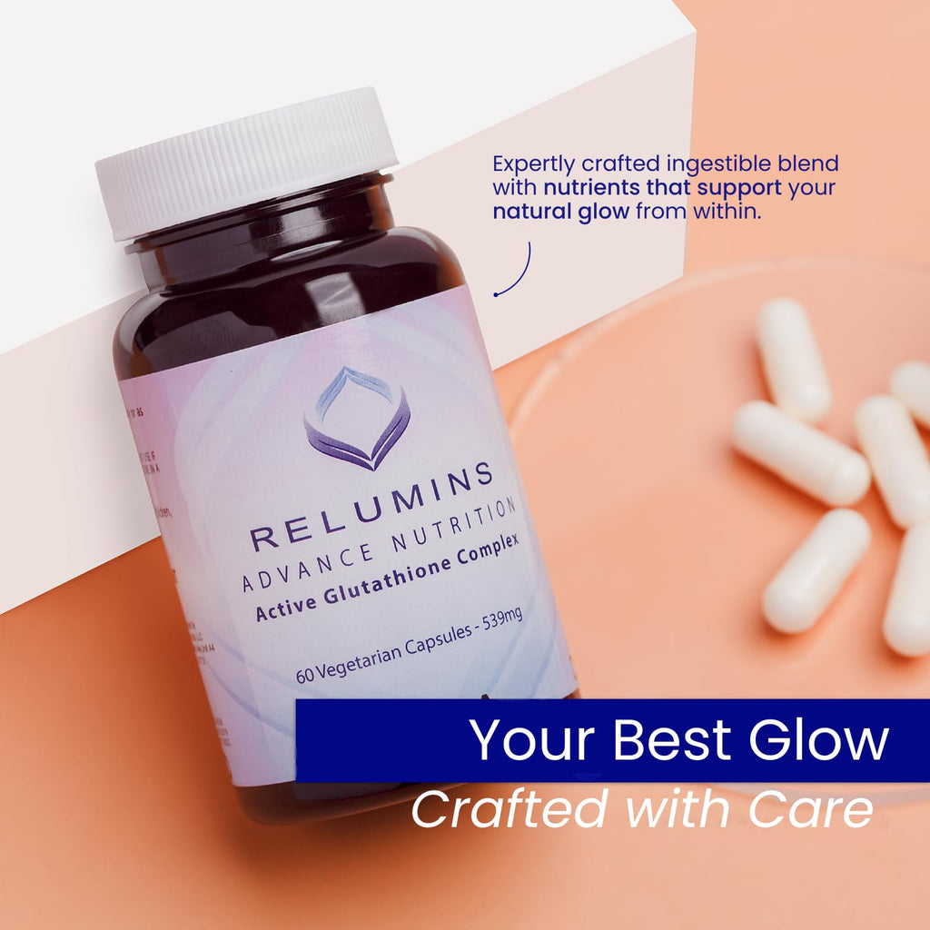 Relumins Advance White Active Glutathione Complex - Max Dose 900mg Glutathione with 6X Boosters, ALA & NAC - Summer Glow Wellness Anti-Aging Skin Supplement - 60 Capsules (30 Servings)
