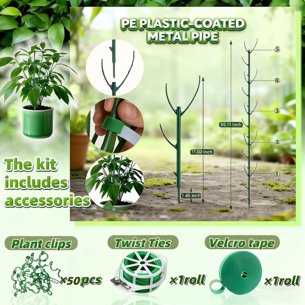 Stackable Monstera Plant Support Stakes，Plant Stand Indoor，Stackable Monstera Plant Support Stakes，Plant Stand Indoor，Garden Tools & Garden Accessories, Equipped with clipsstrapsVelcro (5pack)