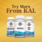 KAL Hair Force Supplement - High Potency Biotin, Hair, Skin, and Nails Vitamins for Women & Men, Contains Vitamins C, E, and B6, Hair Nutrition for Adults - 60 Ct Veg Caps
