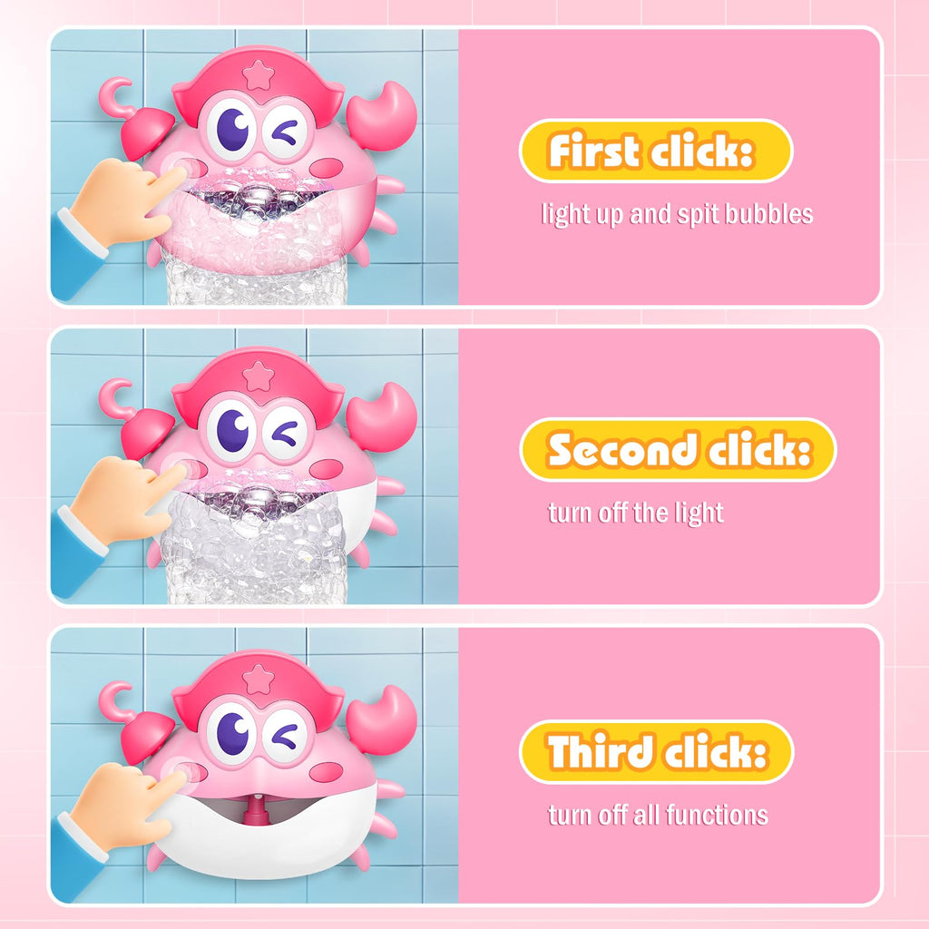 Bath Toys,Crab Baby Bath Toys Light Up Bath Bubble Machine with Colourful RGB Light Great Birthday Gift for Boys and Girls Toddler Toy for Kids Ages 1-3 4-8