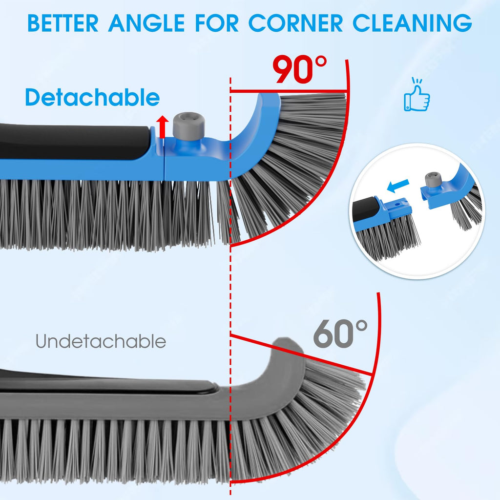 2 in 1 Pool Brush with Poles 10ft - 20'' Heavy Duty Swimming Pool Brush & Multifunctional Brush Head, 9ft Aluminum Poles, Cleaning Inground & Above Ground Pools