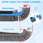 2 in 1 Pool Brush with Poles 10ft - 20'' Heavy Duty Swimming Pool Brush & Multifunctional Brush Head, 9ft Aluminum Poles, Cleaning Inground & Above Ground Pools