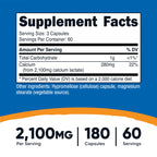 Nutricost Calcium Lactate 2,100mg; 180 Capsules - Vegan, Non-GMO and Gluten Free, 60 Servings