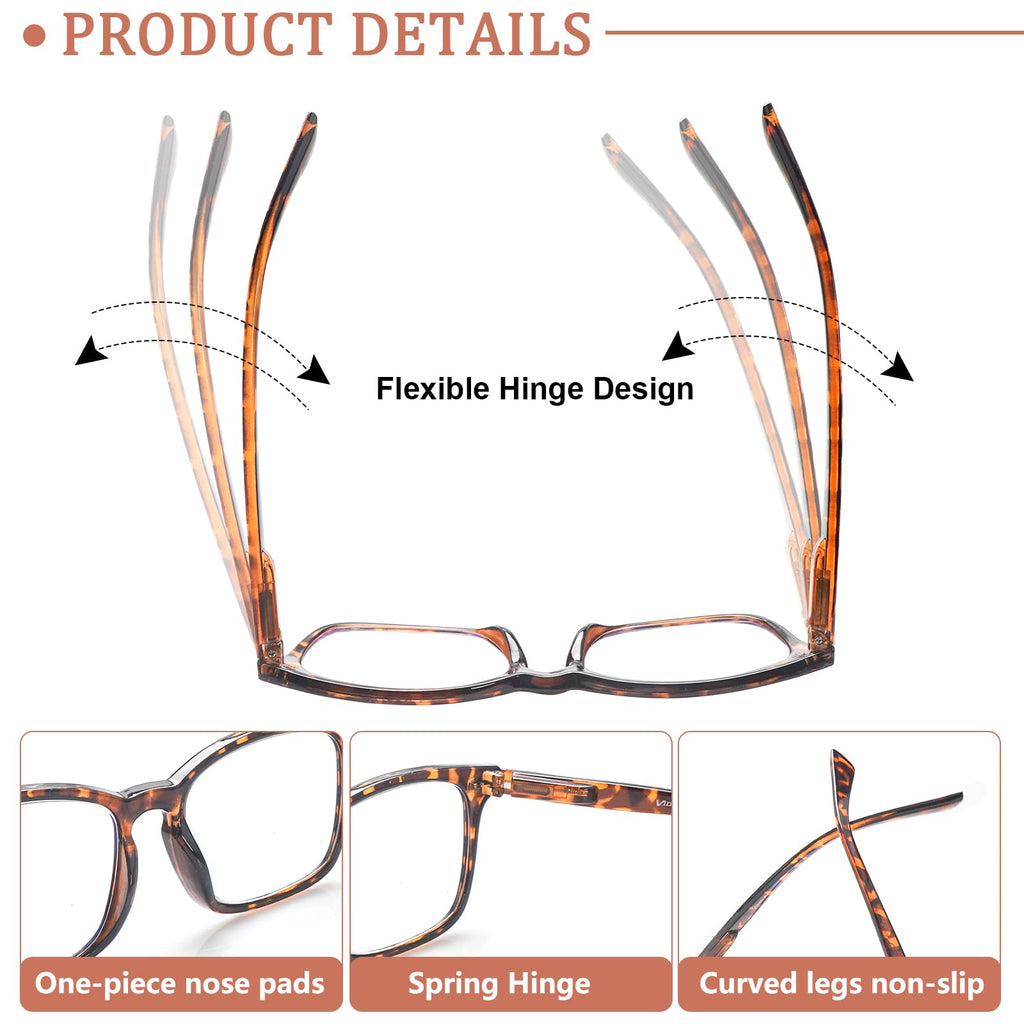 VIDEBLA 6 Pack Progressive Multifocus Reading Glasses for Women Men Blue Light Blocking Reading Glasses Spring Hinge Readers (Mix-5(6glasses 6 Holster), 2.50, x)