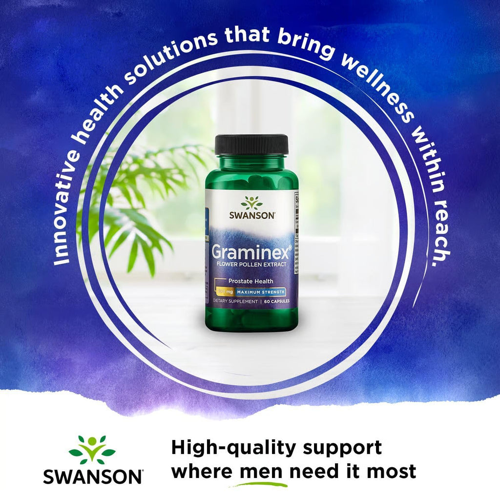 Swanson Graminex Flower Pollen Extract - Men's Health Supplement to Support Prostate, Kidney, Bladder & Urinary Tract Health* - Non-GMO - 60 Capsules