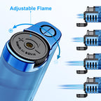 Torch Lighter Butane Refillable Triple Jet Flame Torch Lighters, Windproof Adjustable Flame Butane Torch Lighter with Punch 2 Pack (Without Fuel) (Blue)