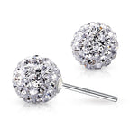 Crystalline Azuria 925 Sterling Silver Earrings White Crystals Round Disco Ball Stud Earrings 8 mm for Women