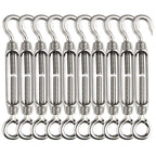 Turnbuckle Lsqurel 10PCS 304 Stainless Steel Turnbuckle Hook and Eye Heavy Duty M4 M6 M8 M10 Tensioner Adjustable Shade Sail Hardware for Tightening up Metal Cable Wire 5/32 1/4 5/16 3/8
