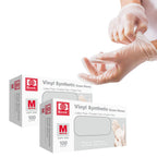 Jointown Basic Medical Vinyl Exam Gloves Disposable Latex Free Medium, Powder-Free, Clear Food Safe Gloves, VGPF3002, (2 Boxes of 100) Medium