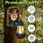 REYISO 10'' Garden Gnome Statue with Solar Lights :Outdoor Tree Decor