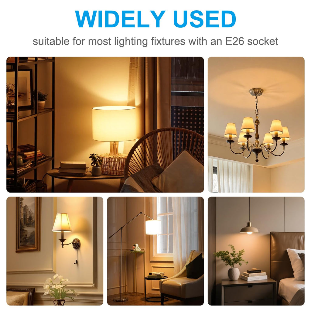 Powfloven E26 Rechargeable Light Bulbs with Remote and USB Charging, 4 Pack
