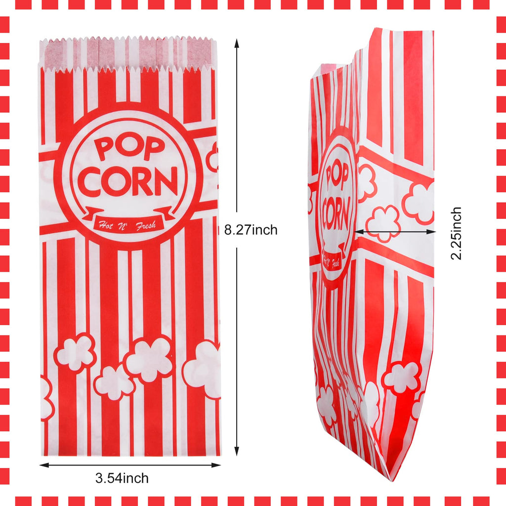 500 Pieces Paper Popcorn Bags, 1 oz Bags Individual Servings for Machine Maker Cart Supplies, Small Mini Pop Corn Bag Bulk Carnival Party