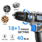 Power Drill Cordless: DEKO PRO Cordless Drill 20V Electric Power Drill Set Tool for Women Drills with Battery and Charger 20 Volt Drills Driver Kit Blue