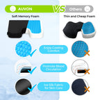 AUVON Gel Wheelchair Seat Cushion, Relieve Sciatica, Back, Coccyx, Pressure Sore and Ulcer Pain, Refreshing Ergonomic Chair Cushion with Waterproof Silk Fabric, Anti-Slip Cover