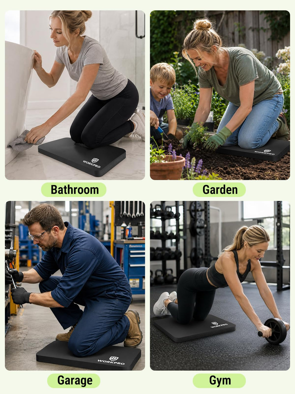 WORKPRO Extra Thick Kneeling Pad, 1 Pack, Black, 17.5 x 11 x 1.5 in