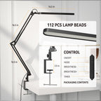 SKYLEO Desk Lamp for Home Office, Eye Comfortable LED Desk Light for Long Hours, Adjustable Swing Arm with Memory Function, Black