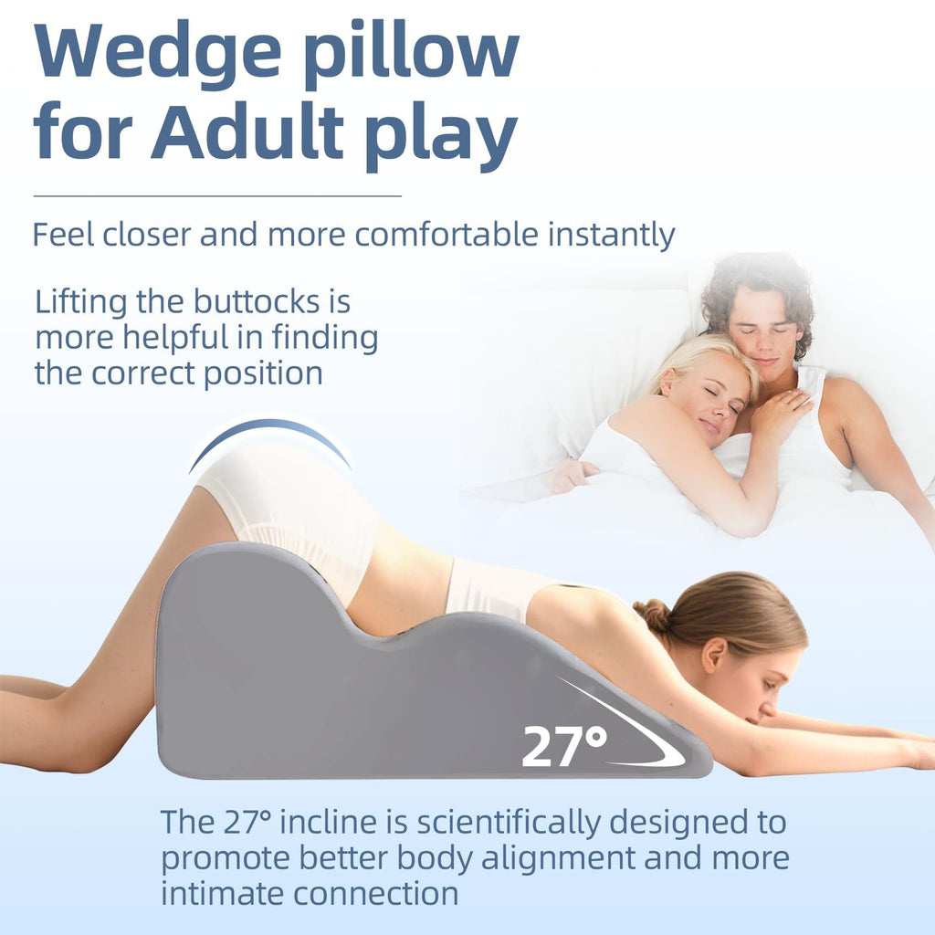 Arcova Sweet Spot Pillow, 27 Degree Couples Pillow for Couples Sweet Spot Intimacy Pillows, Maintains Perfect 27 Angle Every Time, Firm Foam That Won’t Shift, Waterproof & Washable Cover (Black)