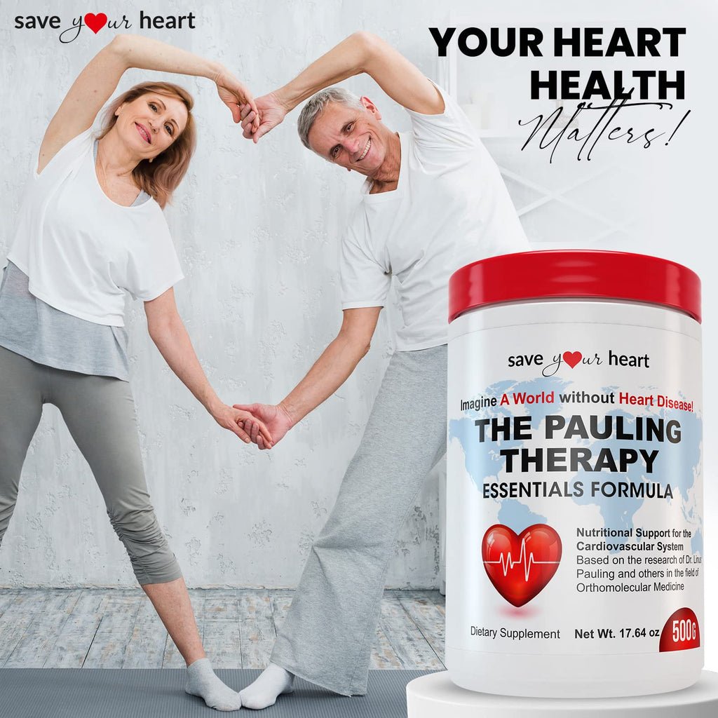 SAVE YOUR HEART Cardio Heart Health Powder Supplement - The Pauling Therapy Essentials Formula (PTEF) Healthy Vitamin C, B-12, L-Lysine, L-Arginine, Magnesium, Zinc + Vitamins, Minerals & Antioxidants