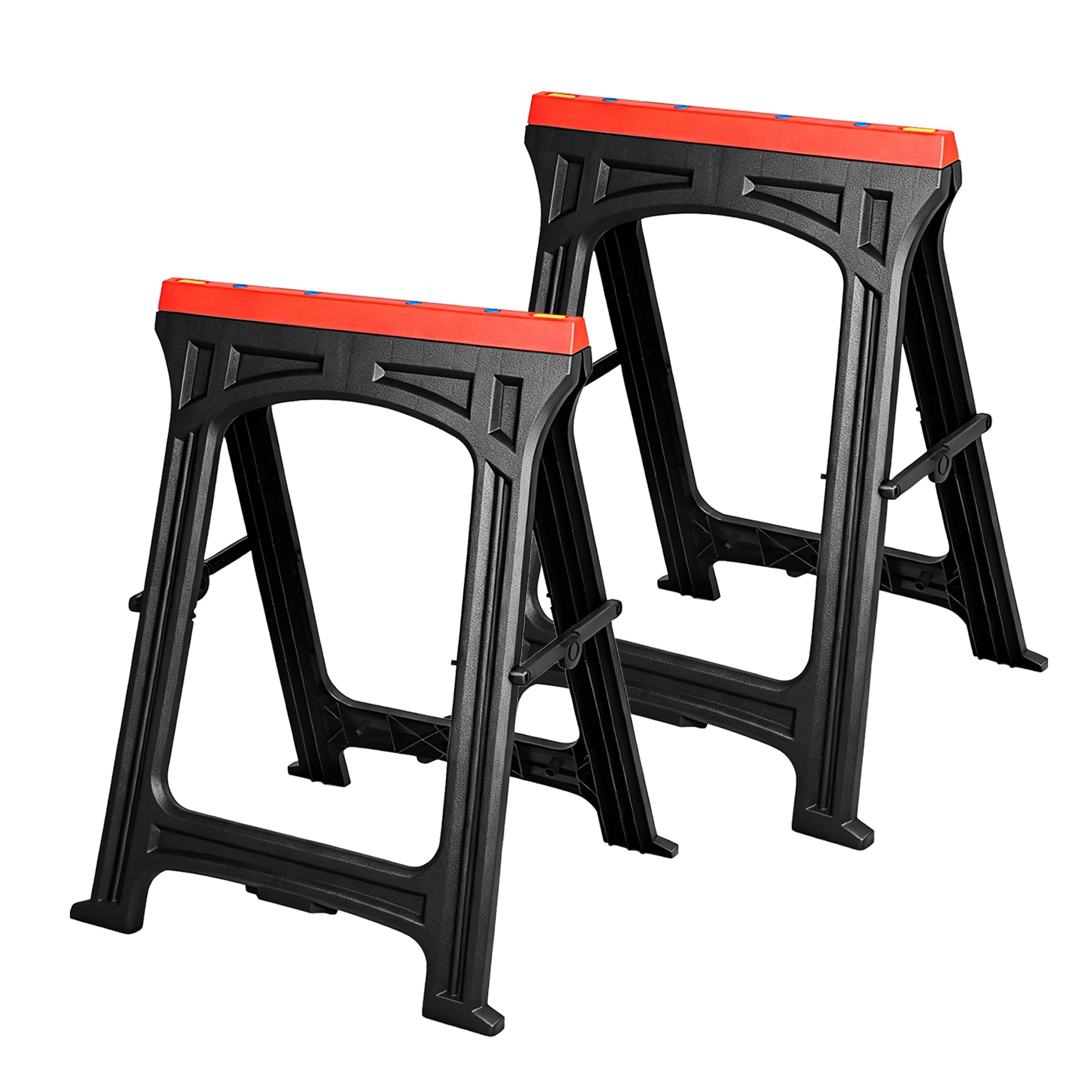ZYJOYY Saw Horses 2 Pack, Folding Plastic Sawhorse, 700 LBS/Pair Capacity, 2.3" Folded for Easy Carry & Storage