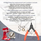 Worm Gear Kit 9706529, 9709511, 9703337, 9709231 Compatible With Whirlpool/KitchenAid 5QT & 6QT Stand Mixer with Worm Gear, Food Grade Grease, Retaining Ring Pliers, Mixer Bevel Gear Kit etc