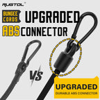 Rugtol Adjustable Bungee Cords with Hooks, 6 Pack Heavy Duty Outdoor Carabiner Bungee Cord, Black Super Elastic Bungee Straps Easily Adjust from 7" to 48", Great for Cargo, Camping, Bike Racks, Tents