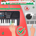 M SANMERSEN Upgraded Kids Piano Keyboard 37 Keys with Microphone, Music Toys Birthday Gifts for 3 4 5 6 Year Old Boys Girls, Black