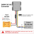 2 Pack 20V to 12V Step Down Converter Compatible with DeWalt 20V Power Wheel Battery Adapter, DC 12V 20A 240W Buck Converter Regulator 30A Fuse & Wire Terminal