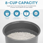 AROMA Digital Rice Cooker, 4-Cup (Uncooked) / 8-Cup (Cooked), Steamer, Grain Cooker, Multicooker, 2 Qt, Stainless Steel Exterior, ARC-914SBD
