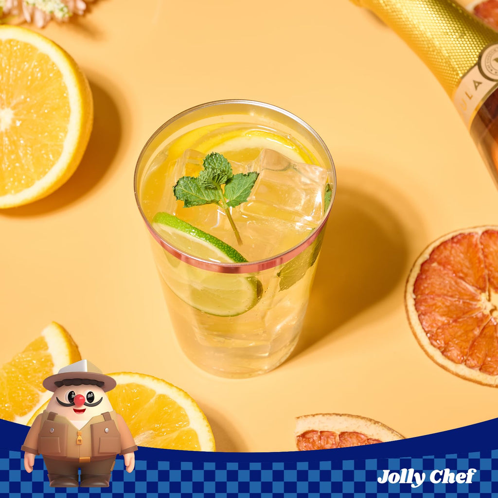 JOLLY CHEF 12 oz Rose Gold Plastic Cups Tumblers 100 Pack Disposable Clear