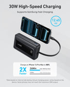 Anker Zolo Power Bank,20,000mAh 30W Portable Charger with Built-in USB-C