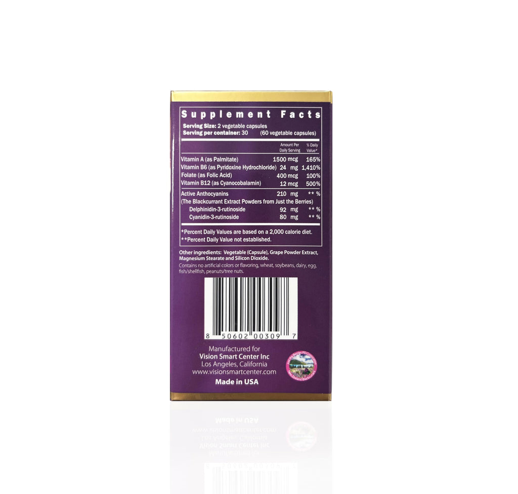 Vision Smart Supreme - Superior Eye Supplement, Premium Nutraceutical Ingredients with 210mg of Pure Anthocyanins of D3R and C3R, Protect and Enhance Eye Health Completely (3 Bottles)