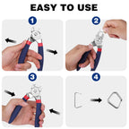 WORKPRO Bent Hog Ring Pliers with 500 Pcs 3/4" Hog Rings, Galvanized Steel Hog Rings Perfect for Furniture Upholstery, Auto Upholstery, Plastic Meat & Sausage Casings