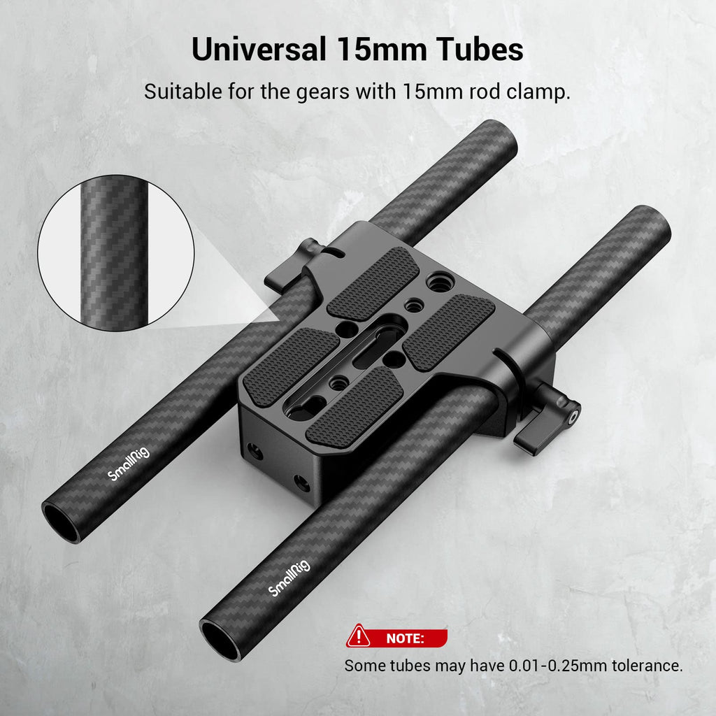 SmallRig 15mm Carbon Fiber Rod for 15mm Rod Support System (Non-Thread), 8 inches Long, Pack of 2