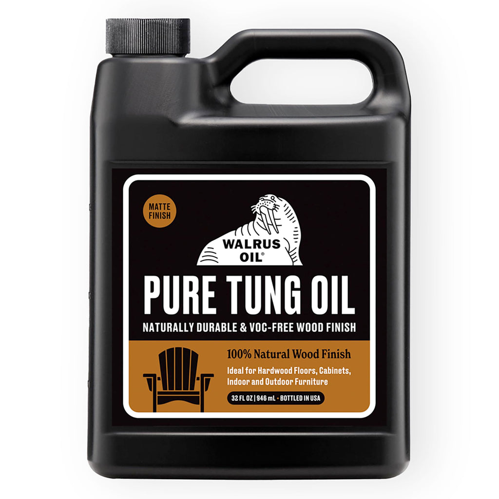 WALRUS OIL - 100% Pure Tung Oil, Wood Finish for any Woodworking Project, Natural, Vegan, Food-Safe. 32oz Jug