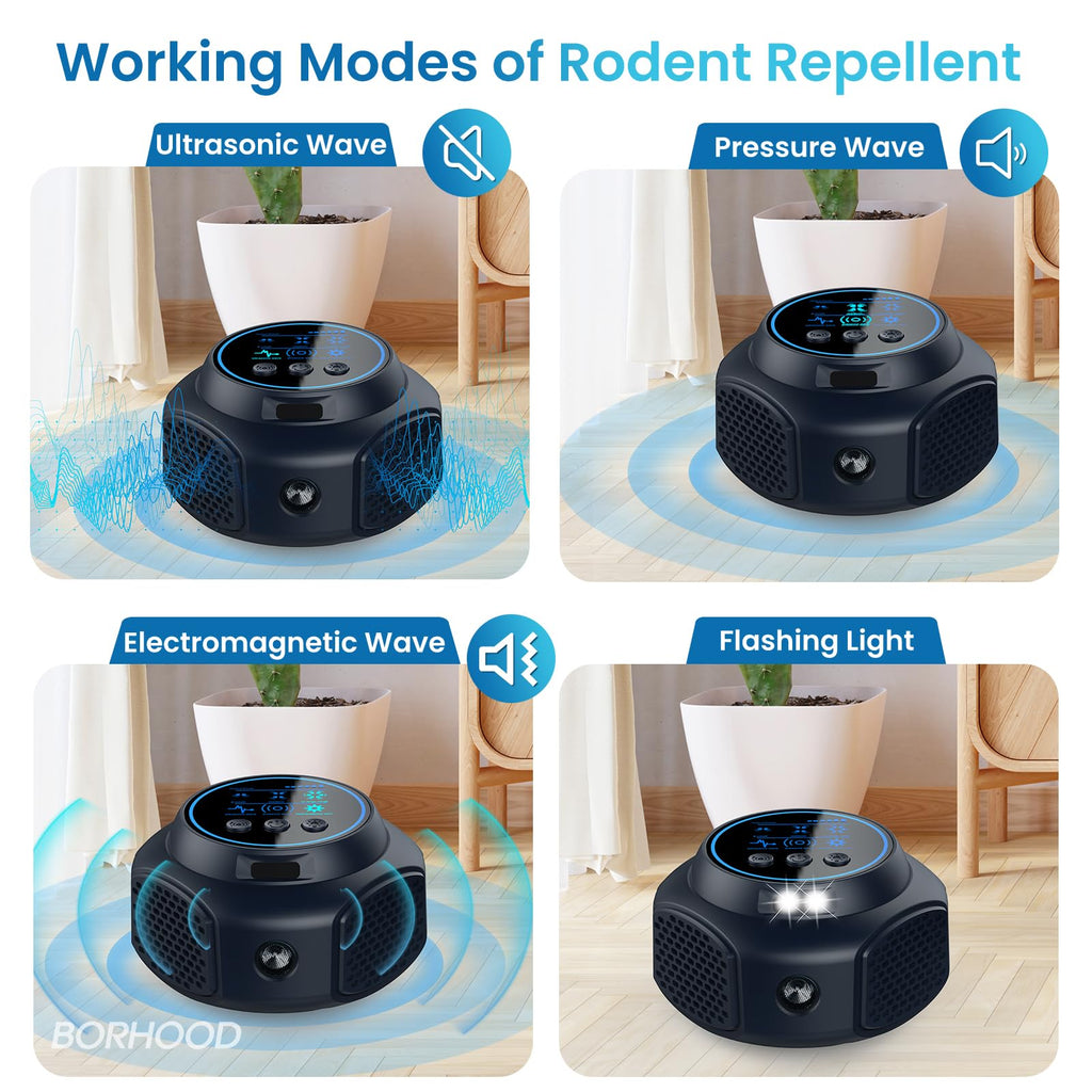 Ultrasonic Pest Repellent Plug-in, Electronic Mouse Traps & Insect Repellent, Pest Control for Rodent, Roach, Ant, Squirrel, Spider, Bugs, Mouse, Rat, Bat for Home, Office, Warehouse Black 1 Pack