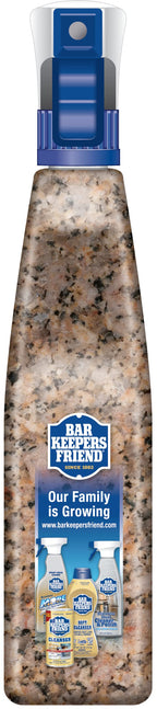 Bar Keepers Friend Stone & Granite Cleaner and Polish (25.4 oz) Plus 1 Microfiber Cloth, 2pc Cleaning Kit, Multi Surface Cleaner for Use on Natural, Manufactured & Polished Stone Countertops