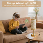 Fitfull Table Lamp for Nightstand, High-Sensitivity Touch, 3-Level Dimmable Bedside Lamp with AC Outlet | USB | and USB-C, Ideal Night Stand Lamp for Bedroom, Reading, Living Room(Triangle&Gold)