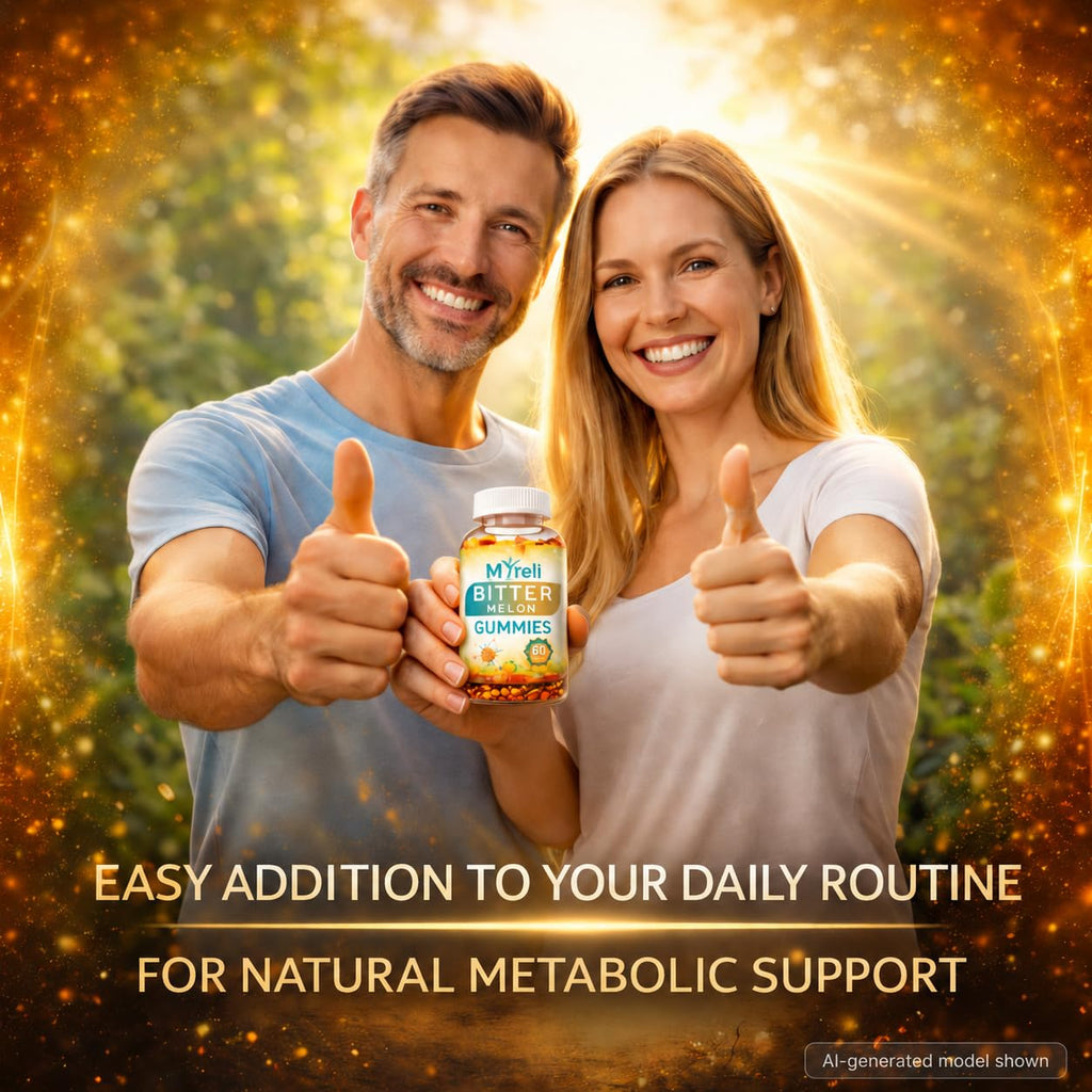 MYRELI Bitter Melon Supplement 1000mg - Vegan Gummies with Momordica Charantia Fruit, Natural Glucose Function Support, Gluten-Free, Soy-Free, Sugar-Free, Non-GMO Formula, 60 Plant-Based Chewables
