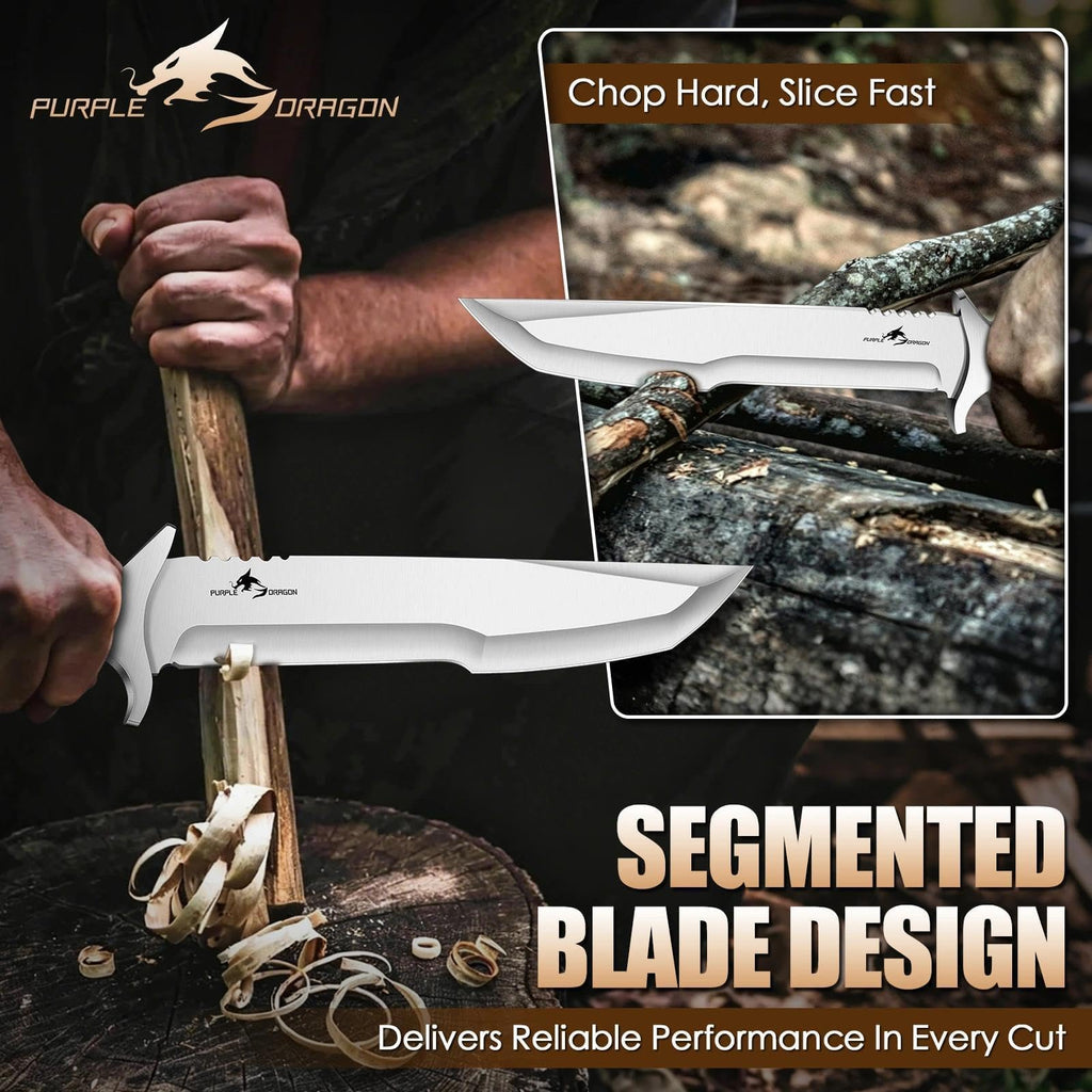 Purple Dragon Machete for Cutting Trees Heavy Duty for Bushcraft - Brown