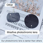 Missfive Photochromic Bifocal Reading Glasses Men Blue Light Protection, Designer Transition Retro Computer Readers Far and Near Dual-Use Lens Stylish Vintage Eyeglasses Glossy Black Eyewear, 2.5x