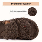 EverFoams Womens Fuzzy Open-toe Slippers Indoor Elegant Mocha, 7-8 US
