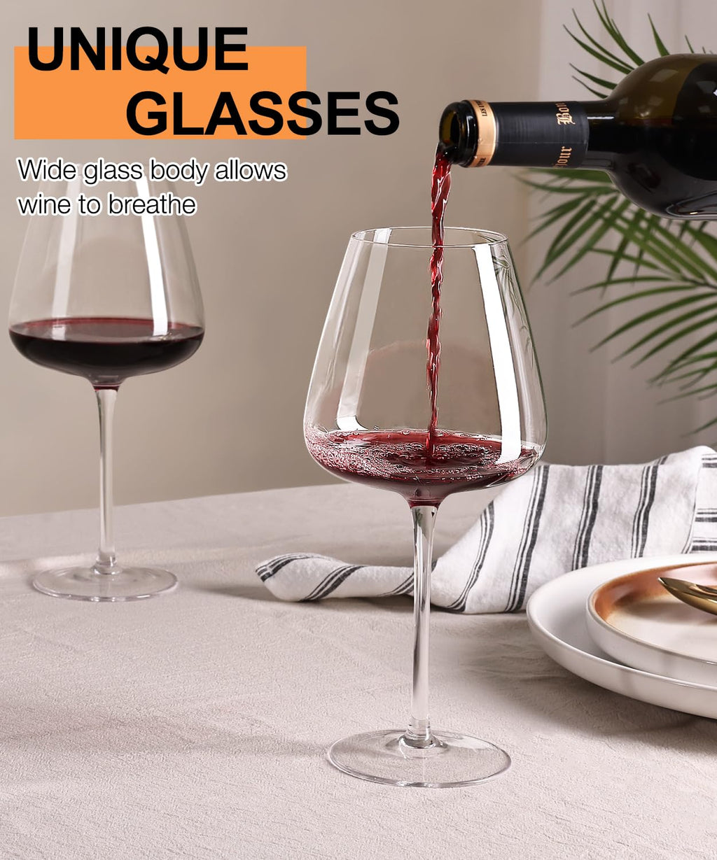 OJA Wine Glasses Set, Crystal Hand Blown Red Wine Glass Set of 4, 23 oz