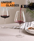 OJA Wine Glasses Set, Crystal Hand Blown Red Wine Glass Set of 4, 23 oz