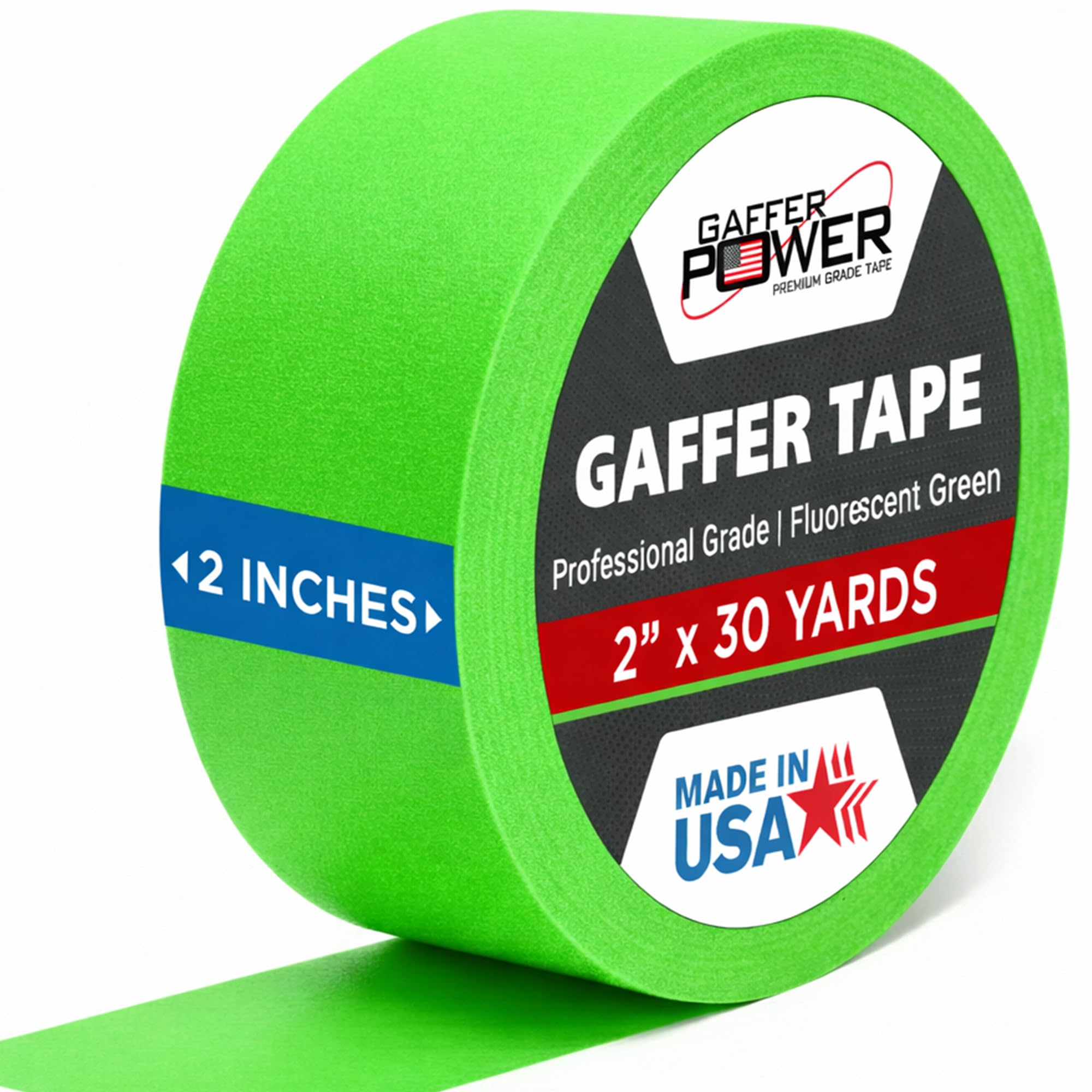 Gaffer Power Fluorescent Green Gaffer Tape 2 Inch x 30 Yards, USA Made