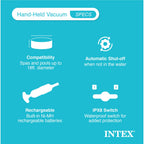 Intex Rechargeable Handheld Pool Vacuum Cleaner with 94” Telescoping Pole, 2 Brush Heads, & Shaft Adapter for PureSpas & Pools