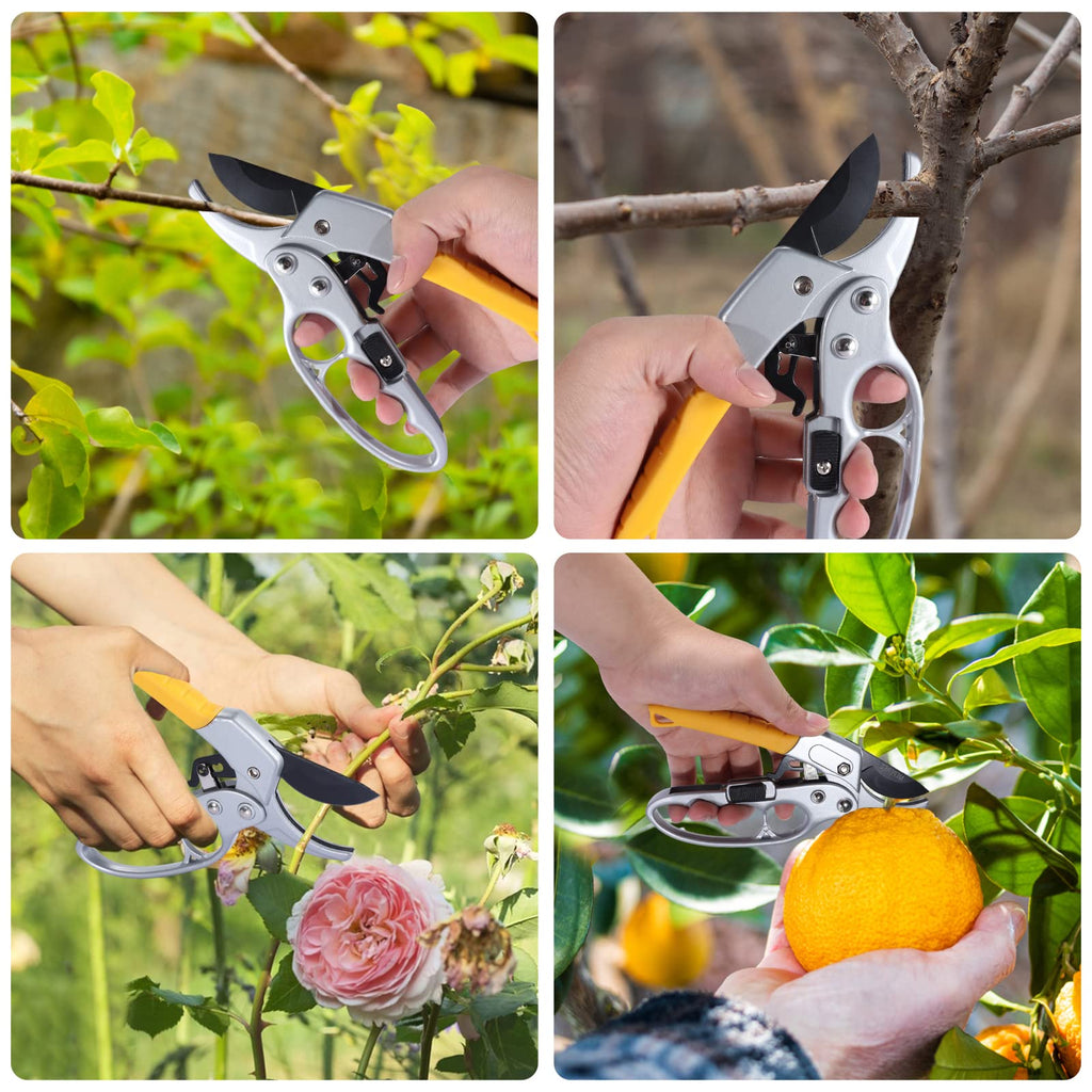 MEPEREZ Premium pruning shears for gardening, Work 3 times easier, Pruners heady duty, Sharp garden clippers cuting florist flower, hedge, herb, rose, Indoor live plants, Arthritis weak hand snips