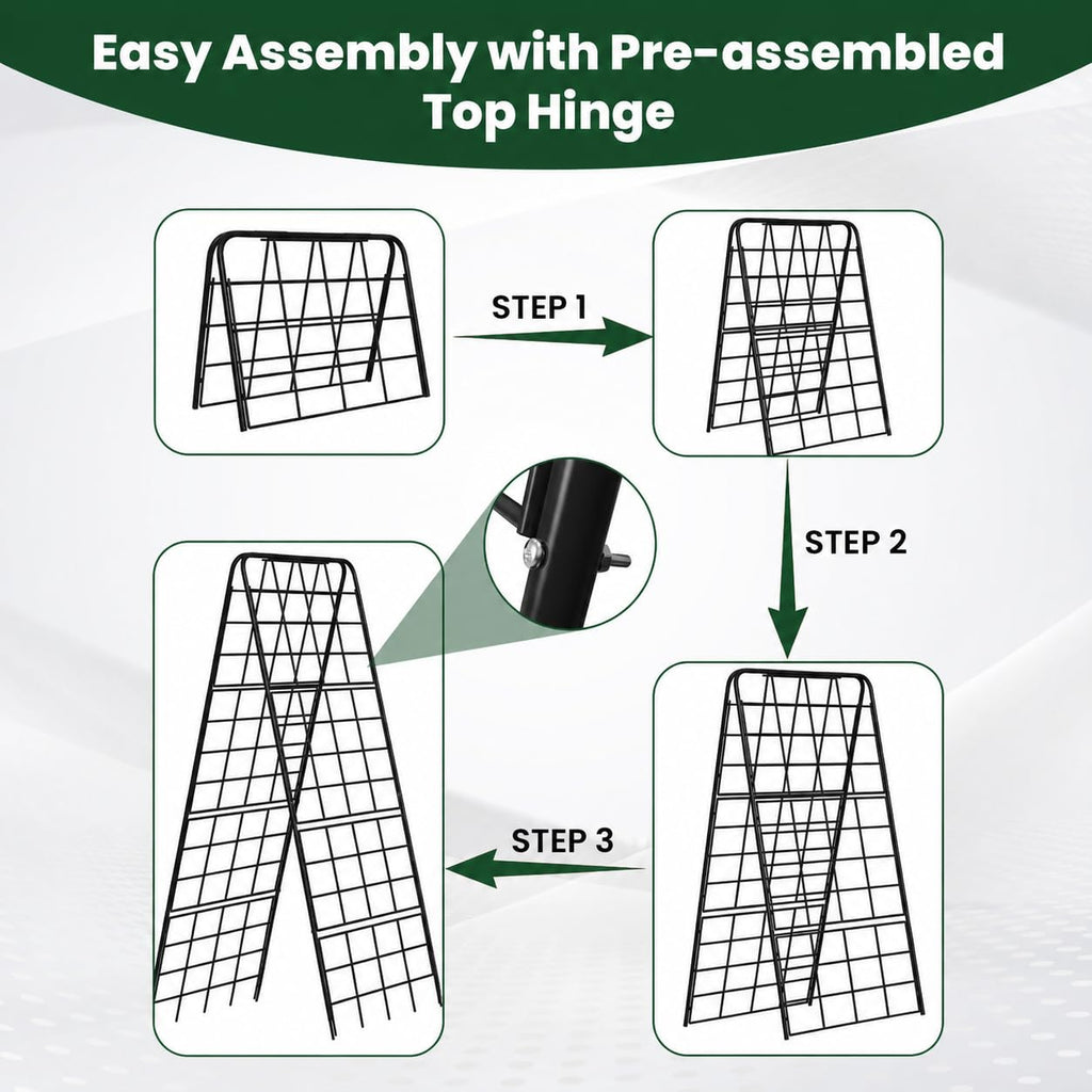 A-Frame Cucumber Trellis for Raised Bed, 50"x 16" Adjustable Heavy Duty Metal Garden Trellis for Climbing Plants Outdoor, Plant Support for Tomatoes Pea Bean Grape Vining Vegetables (2 Pack)
